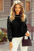 Black Pearl Beaded Bishop Sleeve Sweater