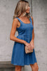 Sail Blue Square Neck Bowknot A-line Sleeveless Denim Dress