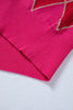 Rose Red Glitter Rhombus Pattern Knit Womens Casual Sweater