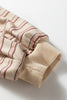 Parchment Striped Raglan Sleeve Notched Neck Raw Edge Plus Size Jumper
