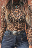 Smoke Gray Floral Print Slim Fit Mesh Long Sleeve Mock Neck Top