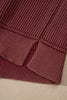 Red Dahlia Drop Shoulder High Neck Ribbed Sweater