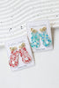 Fiery Red Clear Easter Bunny Bowknot Studded Earrings
