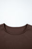 Coffee Short Sleeve Knit Top Patchwork Pleated Long Dress