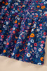 Blue Wild Daisy Floral Split Neck Short Puff Sleeve Mini Dress