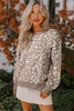 Gray Leopard Spots Pattern Ribbed Trim Drop Shoulder Sweater