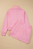 Pink Half Zip Sporty Pullover Mini Skirt 2pcs Outfit