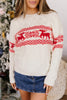 White Reindeer Pattern Cable Knit Christmas Fashion Sweater