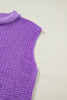 Wisteria Solid Color Knit High Neck Short Sleeve Sweater