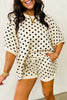 Pink Polka Dot Oversized Top Drawstring Short Set
