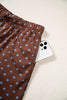 Brown Polka Dot Drawstring Wide Leg Long Sleeve Top Pant Set