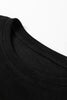 Black Solid Color Textured Knit Drop Shoulder Pullover Drawstring Shorts Set
