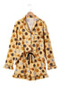 Orange Long Sleeve Ruffle Pumpkin Face Print Two Piece Lounge Set