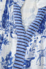 Blue Wild Animal Paradise Striped Detail V Neck Blouse