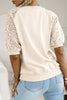Jet Stream Lace Crochet Short Sleeve Round Neck T Shirt