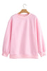 Pink Colorblock Polka Dot Contrast Trim Oversized Sweatshirt