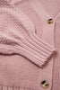 Light Pink Mixed Texture Knit Button V Neck Sweater Cardigan