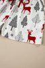 White Christmas Fashion Print Velvet Trim Bow Knot Pajama 2pcs Short Set