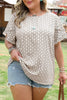 Khaki Plus Size Geometric Print Ruffled Sleeve Blouse