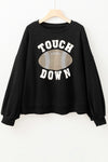 Fiery Red TOUCH DOWN Football Graphic Pullover Sweatshirt