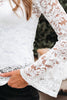 White Lace Crochet Bell Sleeve Mock Neck Blouse