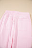 Light Pink Drawstring Waist Patchwork Solid Color Jogger Pants