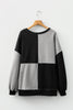 Color black Colorblock Henley High Low Oversize Sweatshirt