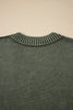 Black Mineral Wash V Neck Knit Exposed Seam Drop Shoulder Loose Sweater