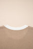 Goat Horse Shoe Pattern Contrast Trim Short Sleeve Sweater