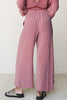 Fushia Raw Seam Patchwork Long Sleeve Top Pocket Casual Pants 2pcs Set