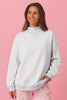 Light Grey High Neck Ribbed Cuff Hem Sweatshirt