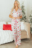 Pink Christmas Spirit Cute Holiday Print Short Sleeve Shirt and Pants 2pcs Pajama Set