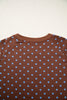 Brown Polka Dot Drawstring Wide Leg Long Sleeve Top Pant Set