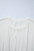 White Solid Color Textured Drop Shoulder Long Sleeve Peplum Top