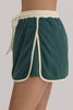 Evergreen Color Contrast Loose Pullover and Lace-up Waist Skirt Set