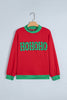 Tomato Red Polka Dot Letter Print Contrast Trim Mock Neck Sweatshirt