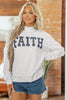 Gray High Neck Polka Dot Slogan Printed Baggy Sweatshirt