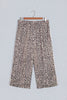Beige Plus Size Leopard Print Side Stripes Detail Casual Pants