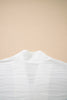 White Solid Color Textured Zip V Neck Pullover Sweatshirt