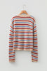 Khaki Stripe Drop Shoulder Cropped Long Sleeve Fall Sweater