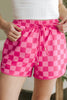 Multicolour Checkered Drawstring Elastic Waist Casual Shorts