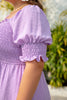 Wisteria Swiss Dot Smocked Frilled Neckline Short Sleeve Plus Size Dress