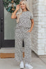 Beige Leopard Print Casual Tee and Pants 2pcs Outfit