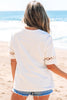 White Lace Crochet Crew Neck Casual T Shirt