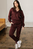 Chicory Coffee Button Drawstring Cropped Hoodie Jogger 2pcs Set