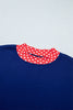 Racing Red Polka Dot Trim Baggy Pullover 2pcs Short Set