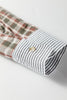 Brown Plaid Print Striped Patchwork Single Chest Pocket Buttoned Shirt