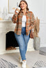Brown Plaid Print Flap Pocket Buttoned Plus Size Shacket
