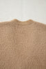 White Fuzzy Buttoned Front Midi Solid Cardigan