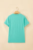 Mint Green Casual Plain Crew Neck Tee
